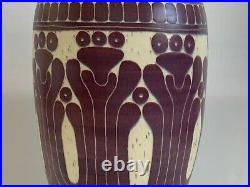 Curras Brothers Signed 1984 Ceramic Art Pottery Deco Vase 12 Tall