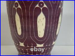 Curras Brothers Signed 1984 Ceramic Art Pottery Deco Vase 12 Tall