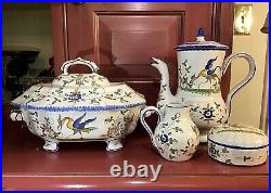 DR Royal Moustiers Faience France Fait Main Set (4Pc) Handpainted in France