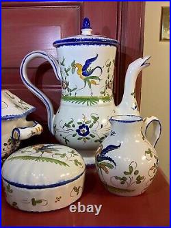 DR Royal Moustiers Faience France Fait Main Set (4Pc) Handpainted in France