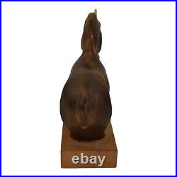 Daga Studio Vintage Art Pottery Ceramic Unicorn Figurine Sculpture On Wood 23A