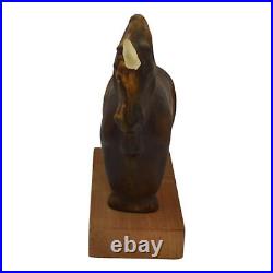 Daga Studio Vintage Art Pottery Ceramic Unicorn Figurine Sculpture On Wood 23A