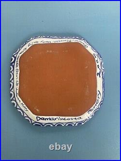 Damariscotta Pottery Maine Signed Octagonal Plate Butterflies Blue Mint White