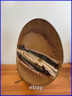 David Salk 2006 Handcrafted Art Pottery Ceramic Plate Platter withStand, 18 x 17