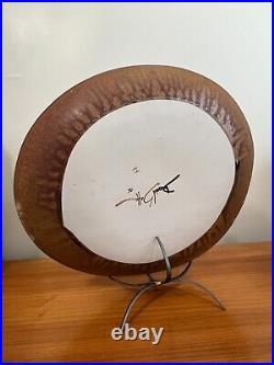 David Salk 2006 Handcrafted Art Pottery Ceramic Plate Platter withStand, 18 x 17