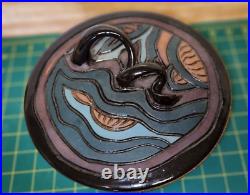 Deb LeAir Bowl & Lid Hand Carved Clay Ceramic ART Pottery #524 Pot Urn Vessel