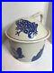 Decorated Frogs Pottery Ceramic Large Covered Dish Signed Karis Swink Barry