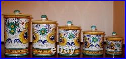 Deruta Italian Pottery- 5 Pcs Raffaellesco Pattern Canisters Set