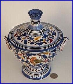 Deruta Italy Art Pottery Ceramic Footed Canister Candy Jar Bird MINT