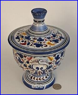 Deruta Italy Art Pottery Ceramic Footed Canister Candy Jar Bird MINT