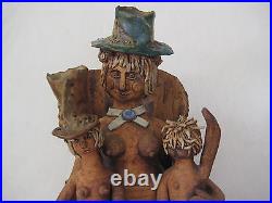 Detail Hand Crafted Painted Lois Knudsen Art Pottery Ceramic Figure, 16.5