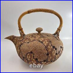 Don McWhorter Stoneware Signed Snake Skin Teapot & Lid Ceramic Art Pottery
