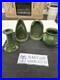Door Art Pottery Attributed Scott Draves Matte Green 4pc Wall Shrine Candle Set