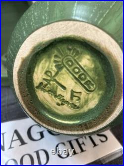 Door Art Pottery Attributed Scott Draves Matte Green 4pc Wall Shrine Candle Set