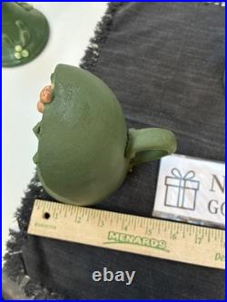 Door Art Pottery Attributed Scott Draves Matte Green 4pc Wall Shrine Candle Set