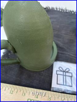 Door Art Pottery Attributed Scott Draves Matte Green 4pc Wall Shrine Candle Set