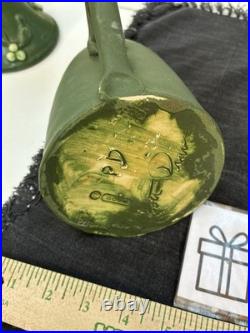 Door Art Pottery Attributed Scott Draves Matte Green 4pc Wall Shrine Candle Set