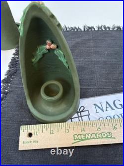 Door Art Pottery Attributed Scott Draves Matte Green 4pc Wall Shrine Candle Set