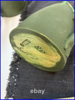 Door Art Pottery Attributed Scott Draves Matte Green 4pc Wall Shrine Candle Set