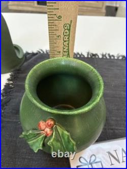 Door Art Pottery Attributed Scott Draves Matte Green 4pc Wall Shrine Candle Set