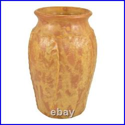 Door Hand Made Pottery Mottled Yellow Orange Continuous Leaf Ceramic Vase