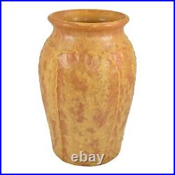Door Hand Made Pottery Mottled Yellow Orange Continuous Leaf Ceramic Vase
