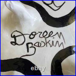 Doreen Baskin Hand Painted Ceramic Art Pottery Footed Bowl Face Nude Woman
