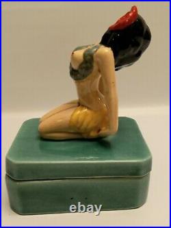 Dorothy Kindell Pottery Topless Figurine Top Dresser Trinket Box Nice