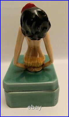 Dorothy Kindell Pottery Topless Figurine Top Dresser Trinket Box Nice