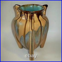 Early Arts & Crafts Belgium Thulin Studio Futuristic Pottery Vase with Buttresses