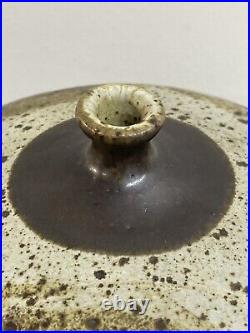 Early JT Abernathy Attributed Studio Art Pottery Speckled Brown Ceramic Weed Pot