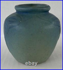 Early Van Briggle Pottery Butterfly Vase 4 Ming Blue c1920 Dirty Bottom