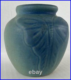 Early Van Briggle Pottery Butterfly Vase 4 Ming Blue c1920 Dirty Bottom