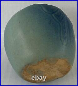 Early Van Briggle Pottery Butterfly Vase 4 Ming Blue c1920 Dirty Bottom