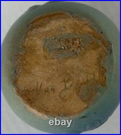 Early Van Briggle Pottery Butterfly Vase 4 Ming Blue c1920 Dirty Bottom