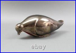 Eduardo Vega Metallic Bronze & Red Glazed Ceramic Art Pottery MCM Bird Figurine