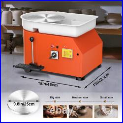 Electric Pottery Wheel Ceramic Machine 25CM 350W 110V Work Clay Art Craft DIY US