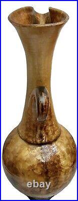 Elliott Newton Art Pottery Pitcher Brown & Copper Crystalline Glaze Signed 23