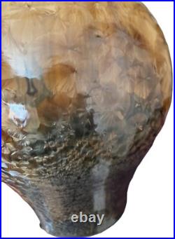Elliott Newton Art Pottery Pitcher Brown & Copper Crystalline Glaze Signed 23