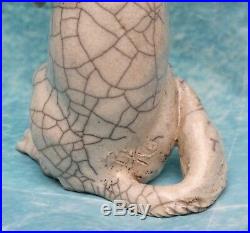 English Raku Art Pottery Standing Ermine Signed Potter Sculptor Brian Andrew