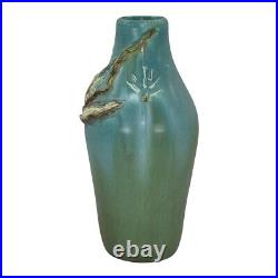Ephraim Faience 2007 Arts and Crafts Art Pottery Milkweed Blue Ceramic Vase 506
