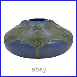 Ephraim Faience 2009 Hand Made Pottery Blue Bats Moondance Ceramic Vase Klein