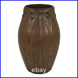 Ephraim Faience 2010 Hand Made Art Pottery Symmetry Brown Ceramic Vase D13