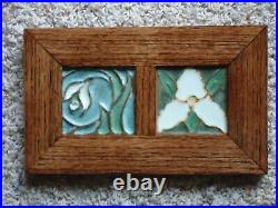 Ephraim Pottery Framed Diptych Tile Trillium and Snowdrop