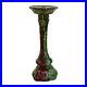 European Art Pottery Blended Majolica Green Red Floral Design Ceramic Pedestal