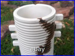 Excellent Mid Century Modern Ribbed Abstract Art Pottery Vase 11 3/4