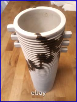 Excellent Mid Century Modern Ribbed Abstract Art Pottery Vase 11 3/4