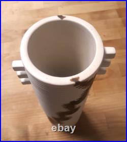 Excellent Mid Century Modern Ribbed Abstract Art Pottery Vase 11 3/4
