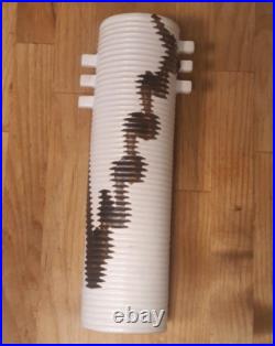 Excellent Mid Century Modern Ribbed Abstract Art Pottery Vase 11 3/4