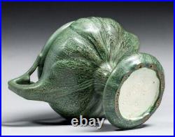 FINE Hampshire Pottery Double-Handled Green Matte Glaze Base #35 ca 1910 Signed